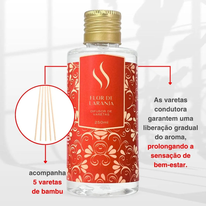 Difusor de Varetas Refil - Flor de Laranja 250ml - Perfume de Ester