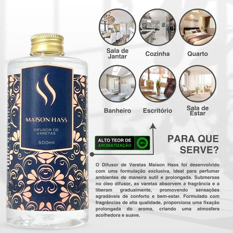 Difusor de Varetas Refil - Maison Hass 500ml - Perfume de Ester