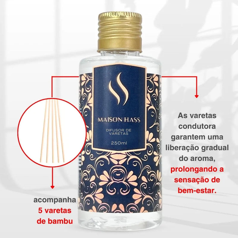 Difusor de Varetas Refil - Maison Hass 250ml - Perfume de Ester