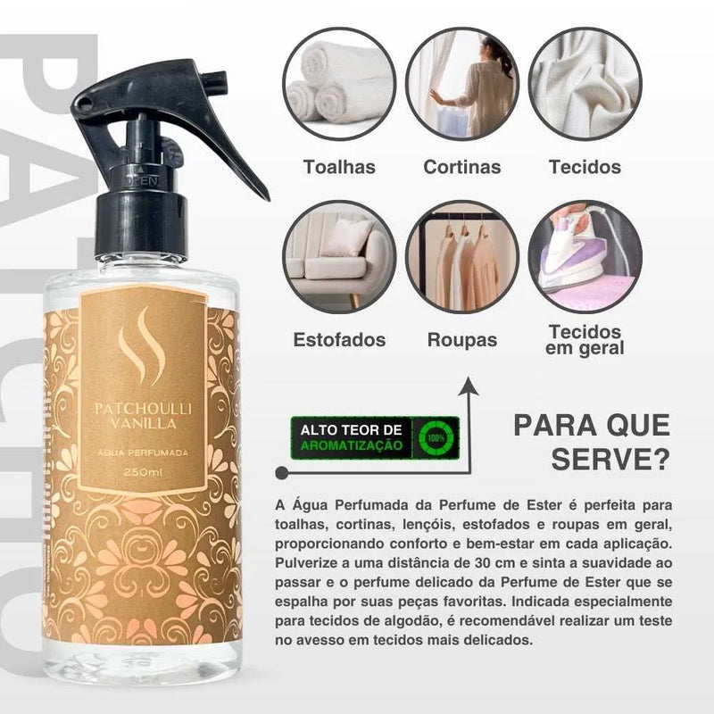 Água Perfumada Patchoulli Vanilla 250ml - Perfume de Ester - Perfume de Ester