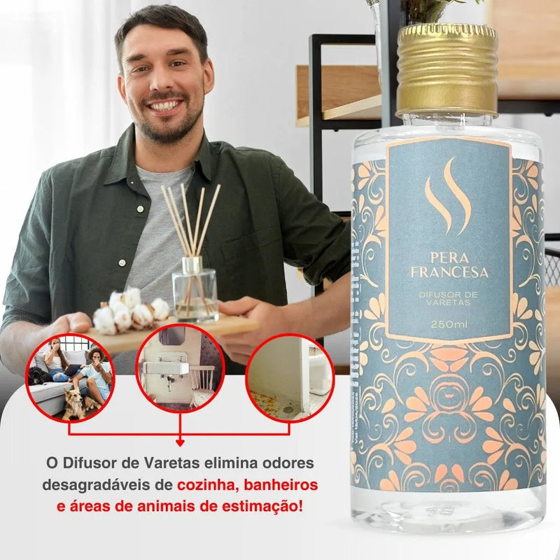 Difusor de Varetas Refil - Pera Francesa 250ml - Perfume de Ester