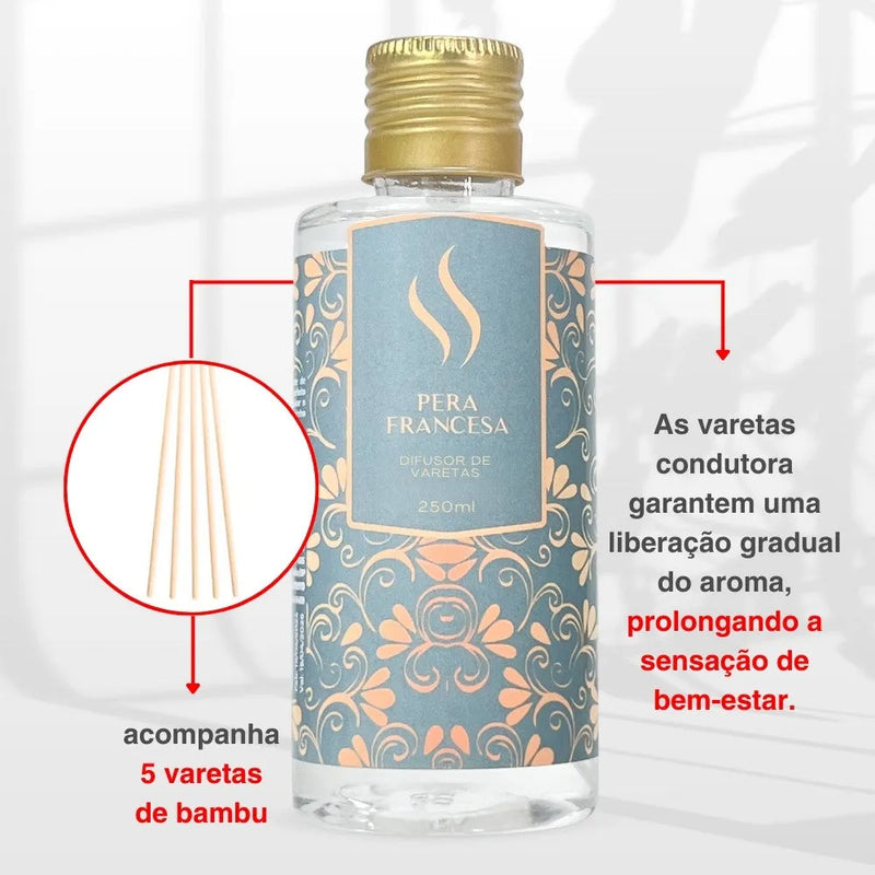 Difusor de Varetas Refil - Pera Francesa 250ml - Perfume de Ester