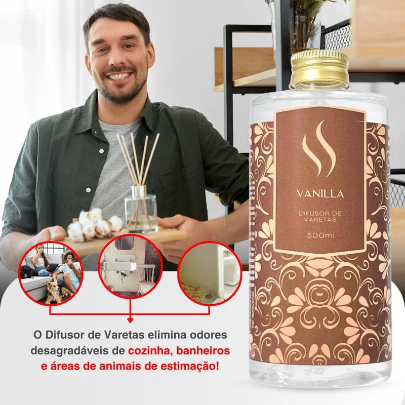 Difusor de Varetas Refil - Vanilla 500ml - Perfume de Ester