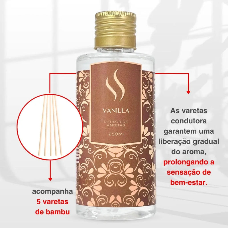 Difusor de Varetas Refil - Vanilla 250ml - Perfume de Ester