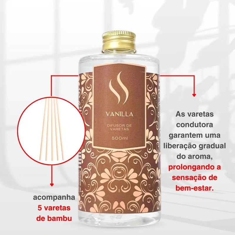 Difusor de Varetas Refil - Vanilla 500ml - Perfume de Ester