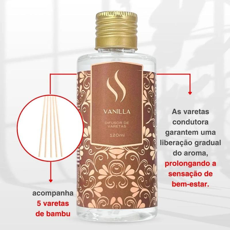 Difusor de Varetas Refil - Vanilla 120ml - Perfume de Ester