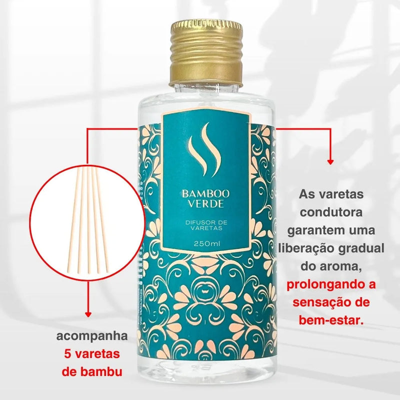 Difusor de Varetas Refil - Bamboo Verde 250ml - Perfume de Ester