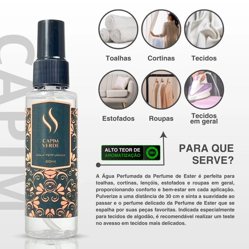 Água Perfumada Capim Verde 60ml - Perfume de Ester - Perfume de Ester