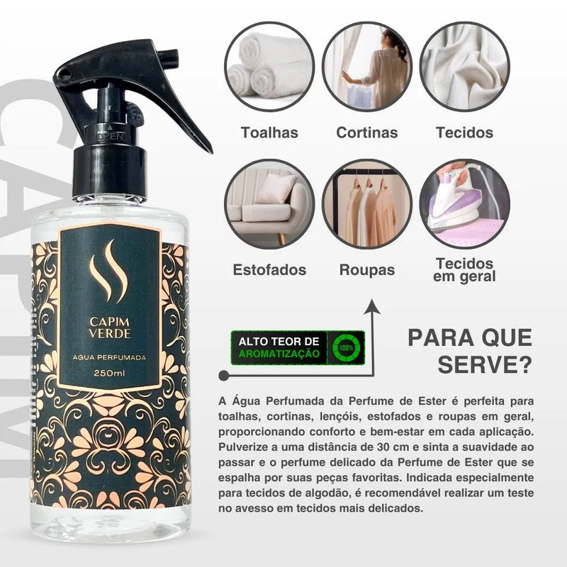 Água Perfumada Capim Verde 250ml - Perfume de Ester - Perfume de Ester