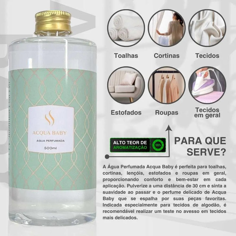 Refil de Água Perfumada Acqua Baby 500ml - Perfume de Ester - Perfume de Ester