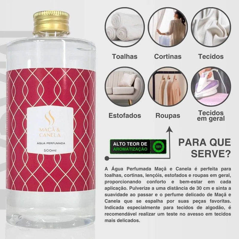 Refil de Água Perfumada Maçã e Canela 500ml - Perfume de Ester - Perfume de Ester