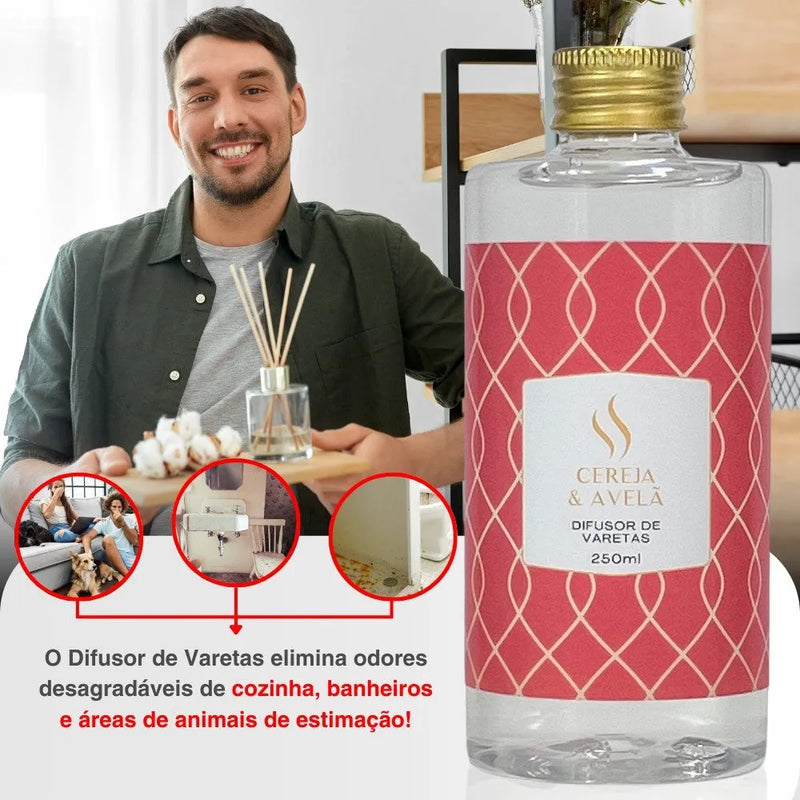 Difusor de Varetas Refil - Cereja e Avelã 250ml - Perfume de Ester