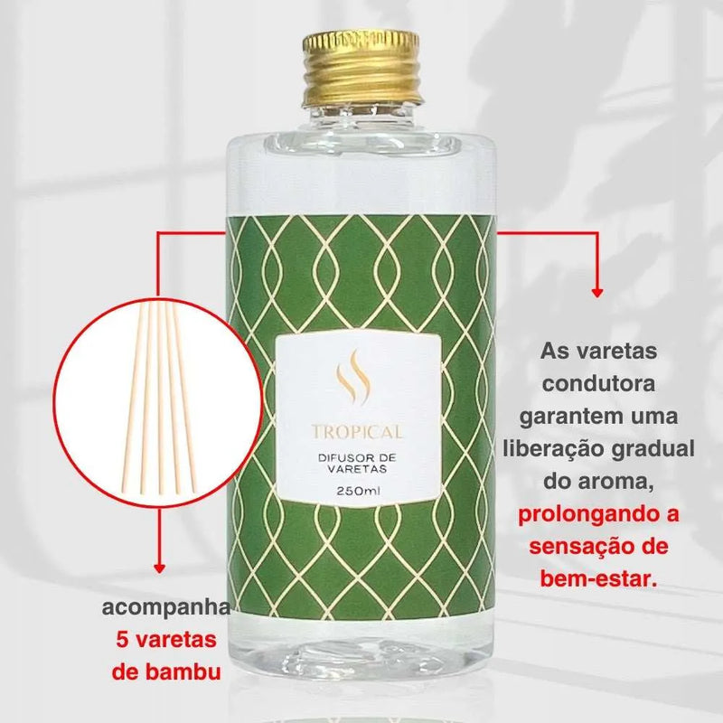 Difusor de Varetas Refil - Tropical 250ml - Perfume de Ester