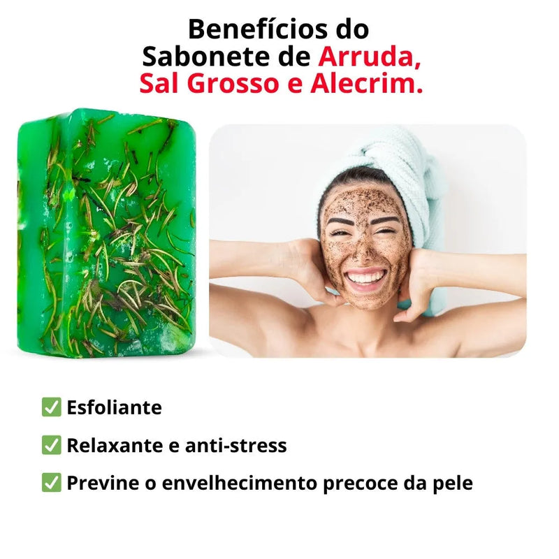 Sabonete Fitoterápico de Alecrim, Arruda e Sal Grosso 100g - Perfume de Ester - Perfume de Ester