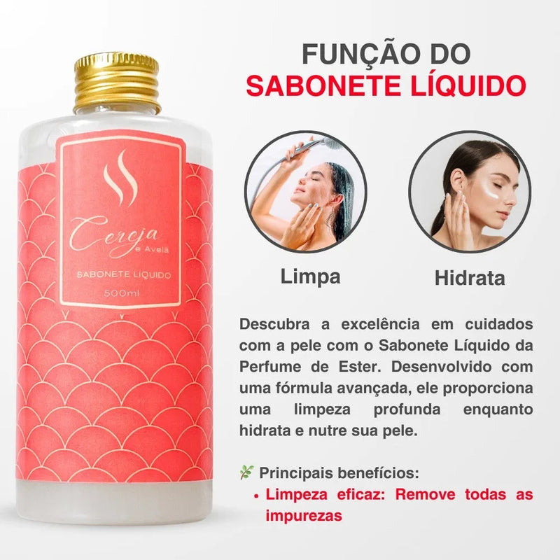 Sabonete Líquido Hidratante Refil - Cereja e Avelã 500ml - Perfume de Ester