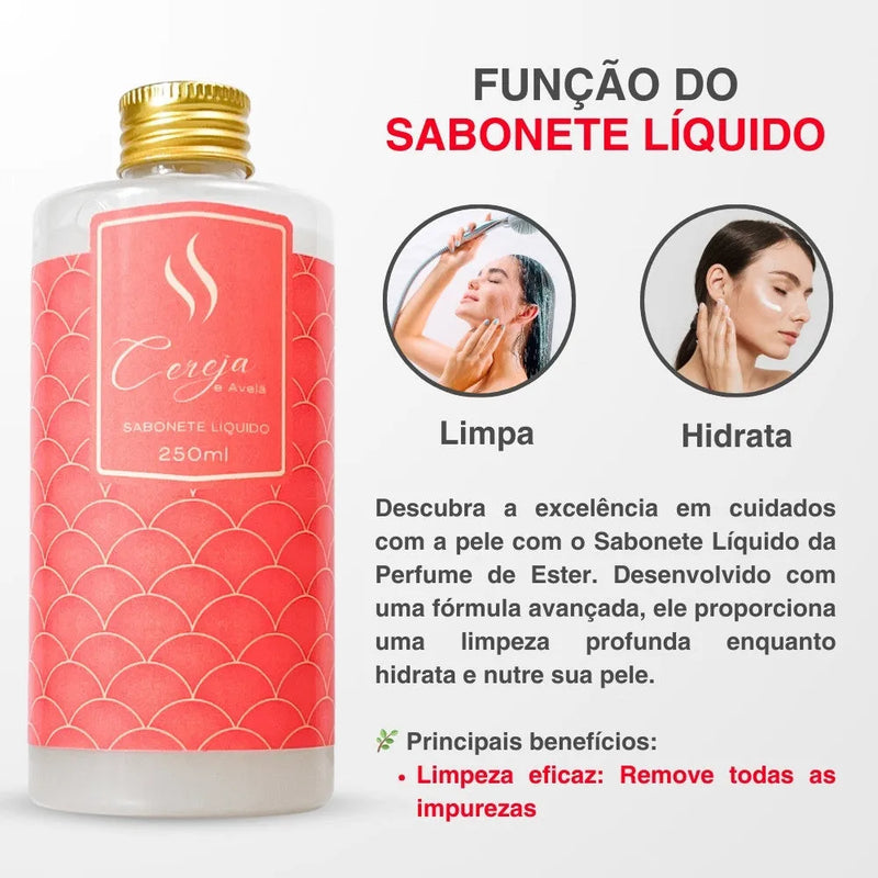 Sabonete Líquido Hidratante Refil - Cereja e Avelã 250ml - Perfume de Ester